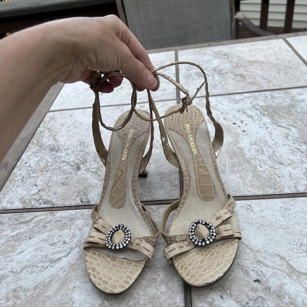 Vintage Enzo Angiolini Ankle Strap Heels Sandals FAUC CROC  Sandals Size 10 M
